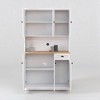 Kitchen Pantry Cabinet with Microwave Countertop, Freestanding Hutch Cabinet with Adjustable Shelves, 6 Doors, 1 Drawer, UV Painted MDF Storage Unit - 3 of 4