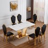 Modern 70'' Rectangular Marble Dining Table,Mirrored Stainless Steel Base,Suitable for 6 People - Maison Boucle - 3 of 4