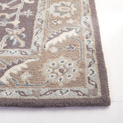 Blossom Dark Gray and Light Brown Floral Wool Area Rug, 6' x 9'