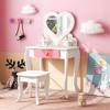 Costway Kids Vanity Set Makeup Table Chair Set Heart-shaped Mirror Accessories Included - 4 of 4