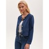 INSPIRE CHIC Women's Crew Neck Denim Long Sleeve 2026 Button Down Cropped Jean Jackets - 3 of 4