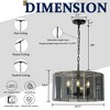 ALOADECOR 5-Light 20'' Modern Smoked Glass Drum Brass Chandelier Dimmable and Ajustable For Dining Room Living Room - 4 of 4