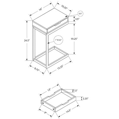 Contemporary Black Marble-Look Accent Table with Storage Drawer