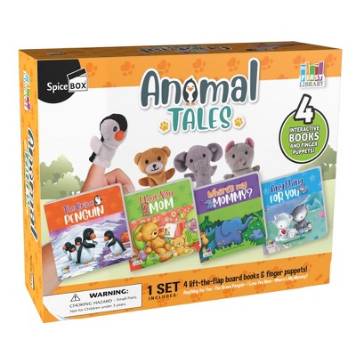 SpiceBox: First Library Animal Tales with Interactive Board Books & Finger Puppets