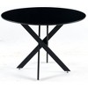 Table Mid-century Dining Table for 4-6 people With Round Mdf Table Top, Pedestal Dining Table,BLACK AND WOOD COLOR - 3 of 4