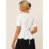 INSPIRE CHIC Women's Vintage Solid Victorian Puff Sleeve Steampunk Lace Up Blouse - 3 of 4