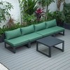 LeisureMod Chelsea 5-Piece Outdoor Patio Sectional Set with Coffee Table – Black Aluminum Frame, Cushions, Weather-Resistant - 2 of 4
