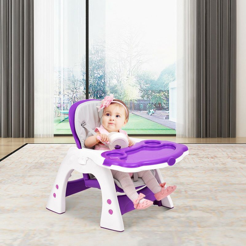 Infans 3 in 1 Baby High Chair Convertible Play Table Seat Booster Feeding Tray, 3 of 8