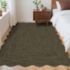 Modern Solid Scalloped Rugs for Living Room, Washable Non Slip Ultra Thin Soft Bedroom Rugs, Indoor Low Pile Large Carpet for Nursery Room - 4 of 4