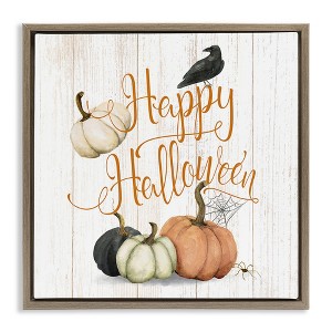 Stupell Industries Rustic Happy Halloween Black Floater Framed Canvas Wall Art - 1 of 4