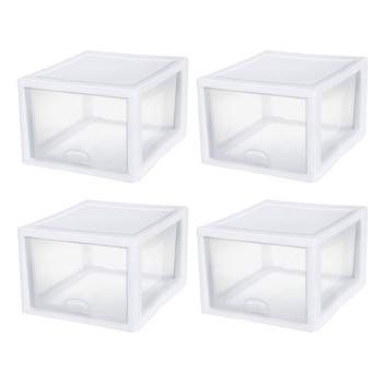 Sterilite 16 Qt Stacking Storage Drawer, Stackable Plastic Bin Drawer To  Organize Shoes And Clothes In Home Closet, White With Clear Drawer, 12-pack  : Target