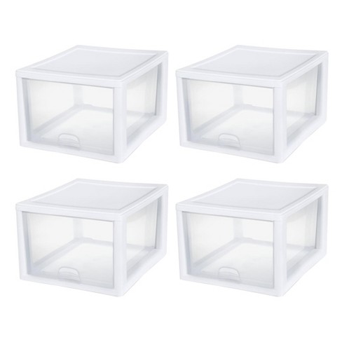 Sterilite Clear & White Plastic Storage Bin with One Drawer & Reviews