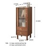 Small Solid Wood Corner Storage Cabinet, Freestanding Accent Cabinet with Glass Door, 2 Shelves, 1 Drawer, Brass Handle - Koiai - 4 of 4