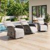 Belord Outdoor Swivel Recliner Chairs Set of 3, Brown Wicker Recliner Patio Swivel Chair with Adjustable Reclining Back and Lifting Footrest - 2 of 4