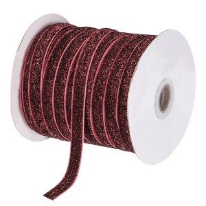 Unique Bargains Single Face Metallic Glitter Velvet Ribbon for DIY Crafts Gift Wrapping - 1 of 3