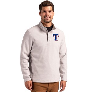 Texas Rangers Cutter & Buck Hunts Point Eco Textured Fleece Recycled Mens Snap Pullover - 1 of 1