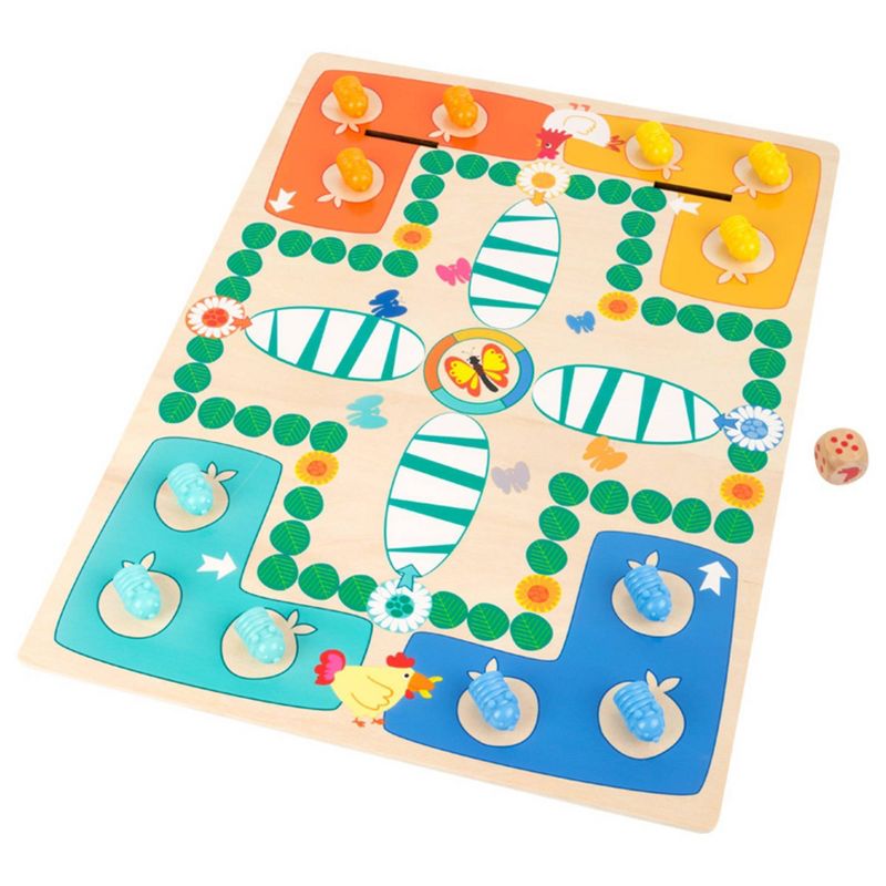 Small Foot Wooden Toys 2 in 1 Ludo and Snakes and Ladders Game Caterpillars, 3 of 6