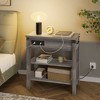 3 Tier End Table , Narrow Wooden Side Table with Drawer, Nightstand with Open Shelves, Small Farmhouse Sofa Side Table for Living Room, Gray - 4 of 4