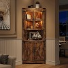 67" Tall Corner Storage Cabinet with Lights, Farmhouse Corner Hutch Display Cabinet with Glass Doors, Wooden Storage Organizer for Kitchen - 3 of 4