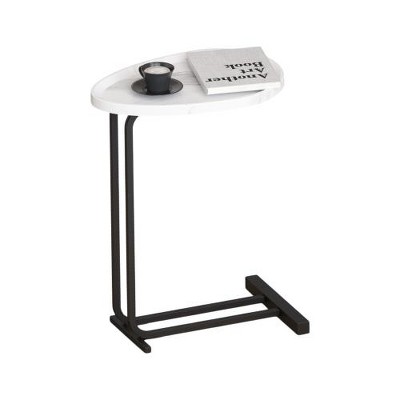 LIVAREEmlen C-Shaped Side Table, End Table for Sofa and Bedside, Couch Side Tables, Wood Table with Metal Frame Slide for Bedroom Living Room (White)