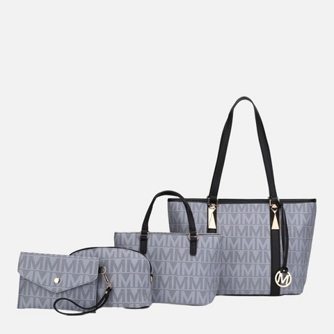 MKF Collection Large Tote Handbag 4-Piece Set with Signature Vegan Leather, Marimar – MKF Collection by Mia K – Grey