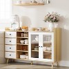 Farmhouse Coffee Bar with Storage, Buffet Cabinet Sideboard with Adjustable Shelves, Wood Kitchen Cabinet with Glass Doors & Open Shelves - 2 of 4