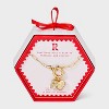 14K Gold Dipped Cubic Zirconia Puffy Heart Charm Initial Necklace - A New Day™ Gold - 3 of 4
