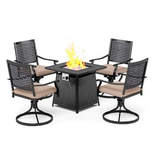 Captiva Designs 5pc Outdoor Patio Dining Set with Square Steel Table & Metal Armrest Chairs - 1 of 4
