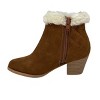 Lucinda - Girls Tan Bootie w/Cream Faux Fur Trim - 4 of 4