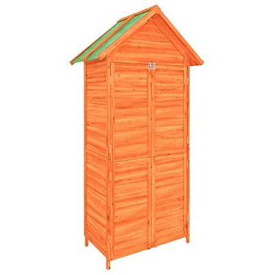 vidaXL Garden Tool Storage Shed - Outdoor Organizer - Brown Pine - 68.9" H