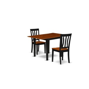 HomeStock 3-Piece Black and Cherry Finish Solid Wood Top Dining Table Set - 1 of 4