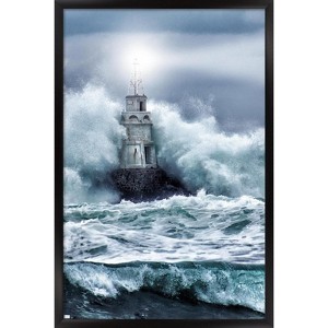 Trends International Lighthouse in the Storm Framed Wall Poster Prints - 1 of 4