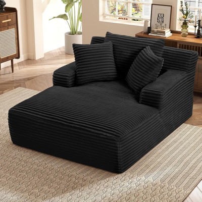 Aukfa Corduroy Sleeper Sofa Bed & Cloud Lounge Chair,No Assembly, Deep Seat, Armrests, 2 Pillows | Boneless Upholstered Chaise for Indoor Comfort