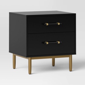 Ellery Luxe Nightstand Black Threshold Modern Bedside Table MDF Wood Rectangle Shape Storage Drawer