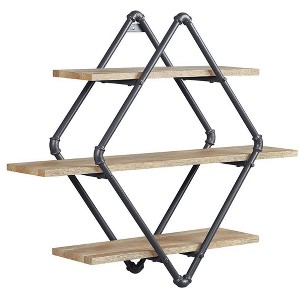 31" Brantley Decorative Bookshelf Oak & Sandy Black - Acme Furniture: Sturdy Metal Frame, Open Back Design - 1 of 4
