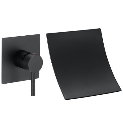 BWE Single Handle Wall Mount Spout Waterfall Bathroom Faucet in Matte Black