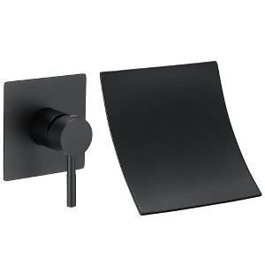 BWE Single Handle Wall Mount Spout Waterfall Bathroom Faucet in Matte Black - 1 of 4