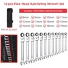 12-Piece Flex-Head Wrench Set, Ratcheting Combination Set, Metric 9-18mm, 72-Teeth,Cr-V Steel Ratchet Wrenches Set with Storage Bag for truck/garage - 4 of 4