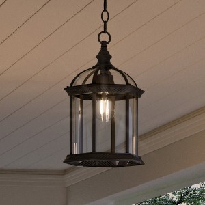 Urban Ambiance Luxury Transitional Outdoor Pendant 13.625''H x 7.5''W,  Olde Bronze Finish,  Greensboro Collection, UHP1373 - 1 of 4