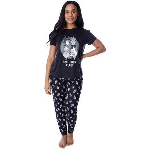 Disney Villains Women's Bad Girls Club 2 Piece Jogger Pajama Set (lg) Black  : Target