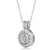 Guili Rhodium Plated Sterling Silver Round Bezel Pendant with Sparkling Cubic Zirconia for a Dazzling Look, Perfect for Day and Night Wear - 2 of 4