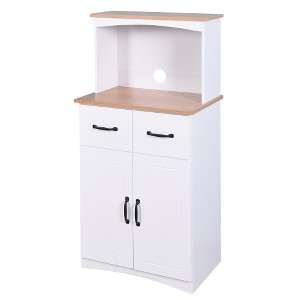 LIVAREEmlen Wooden Kitchen Baker's Racks White Pantry Storage Microwave Cabinet with Storage Drawer - 1 of 4