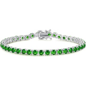 Sterling Silver Birthstone Tennis Bracelet, 4mm Wide 7.2 Inch Fine Jewelry for Wedding, Prom, Birthday Gift for Women - 1 of 4