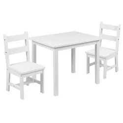 Flash Furniture Kids Solid Hardwood Table and Chair Set for Playroom, Bedroom, Kitchen - 3 Piece Set - White