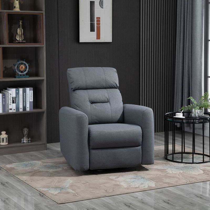 HOMCOM Manual Recliner Swivel Rocker Chair Theater Chair Single Sofa with Linen Fabric for Living Room Bedroom, 3 of 9