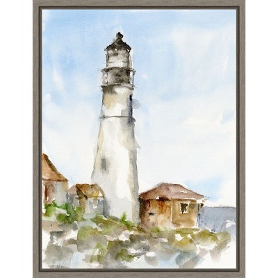 Amanti Art Plein Air Lighthouse Study I by Ethan Harper Canvas Wall Art Print Framed 18 x 24-in.