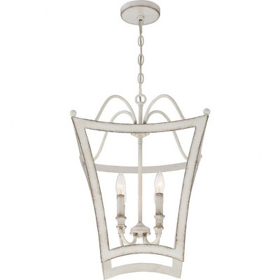 Antique White Glass 4-Light Indoor/Outdoor Chandelier