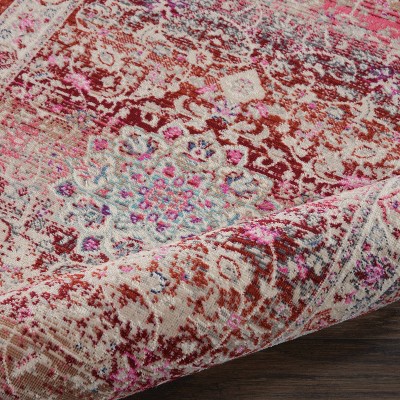 Vintage Red and Beige Wool Runner Rug 2'4" x 8'