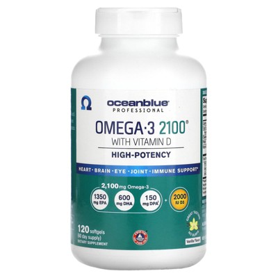 OceanBlue Professional, Omega-3 2100 With Vitamin D, High Potency, Vanilla, 120 Softgels