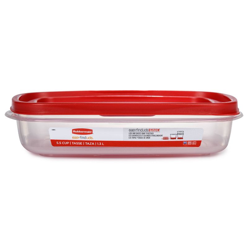 Rubbermaid Easy Find Lids 5.5 Cup Plastic Rectangle Food Storage Container Clear, 2 of 7